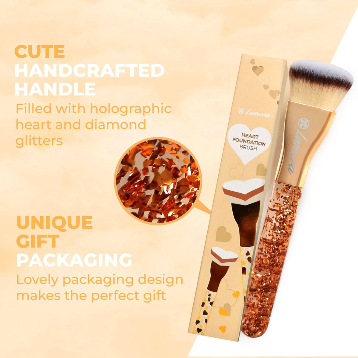 Foundation Brush Heart Gold Lamora Beauty