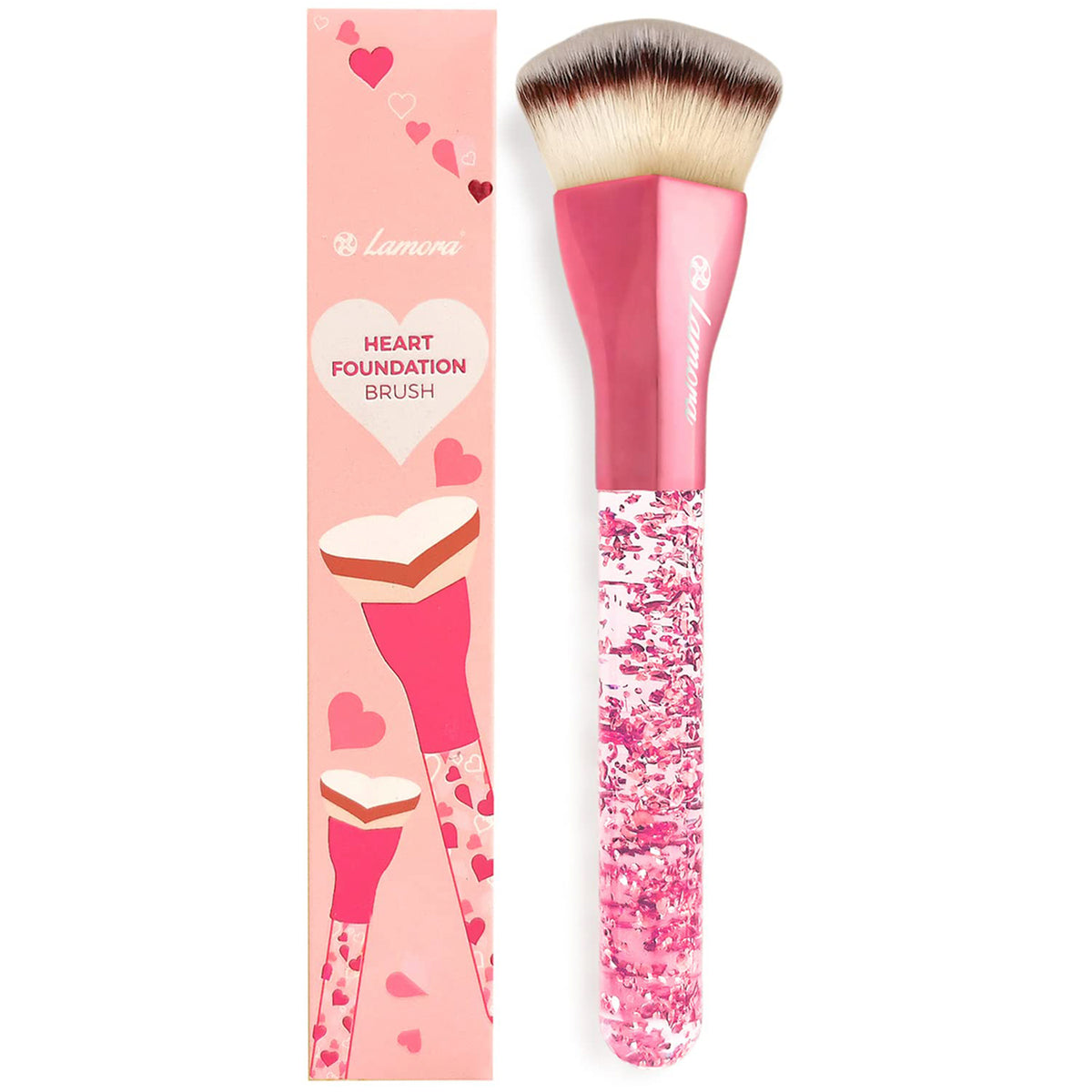Foundation Brush Heart Pink Lamora Beauty