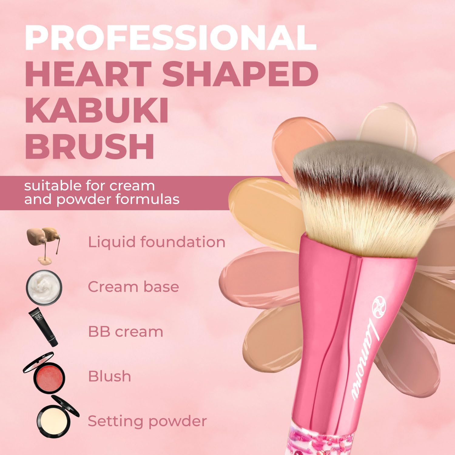 Foundation Brush Heart Pink – Lamora Beauty