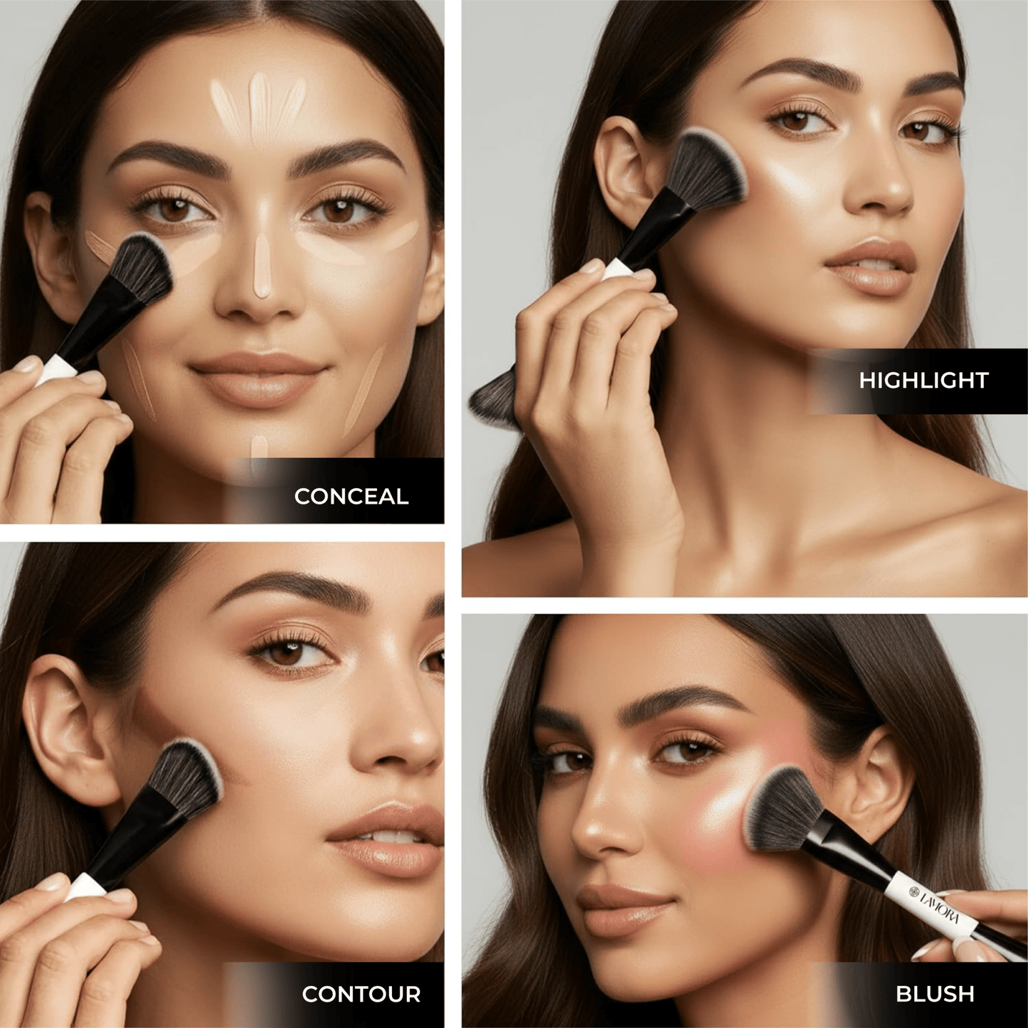 Contour & Foundation Duo Brush - Lamora Beauty
