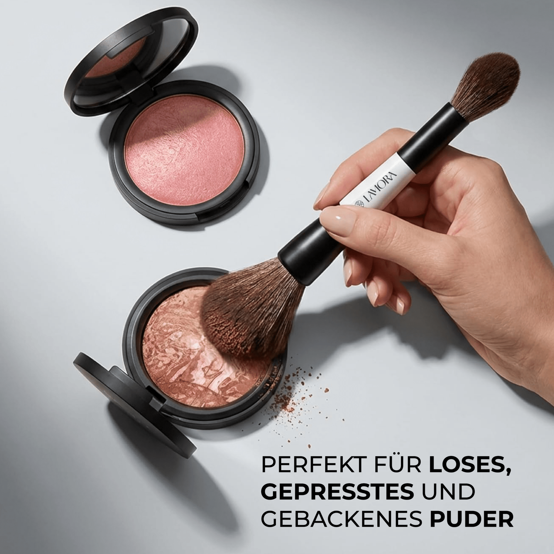 Duo Puder Bronzer Pinsel - Lamora Beauty