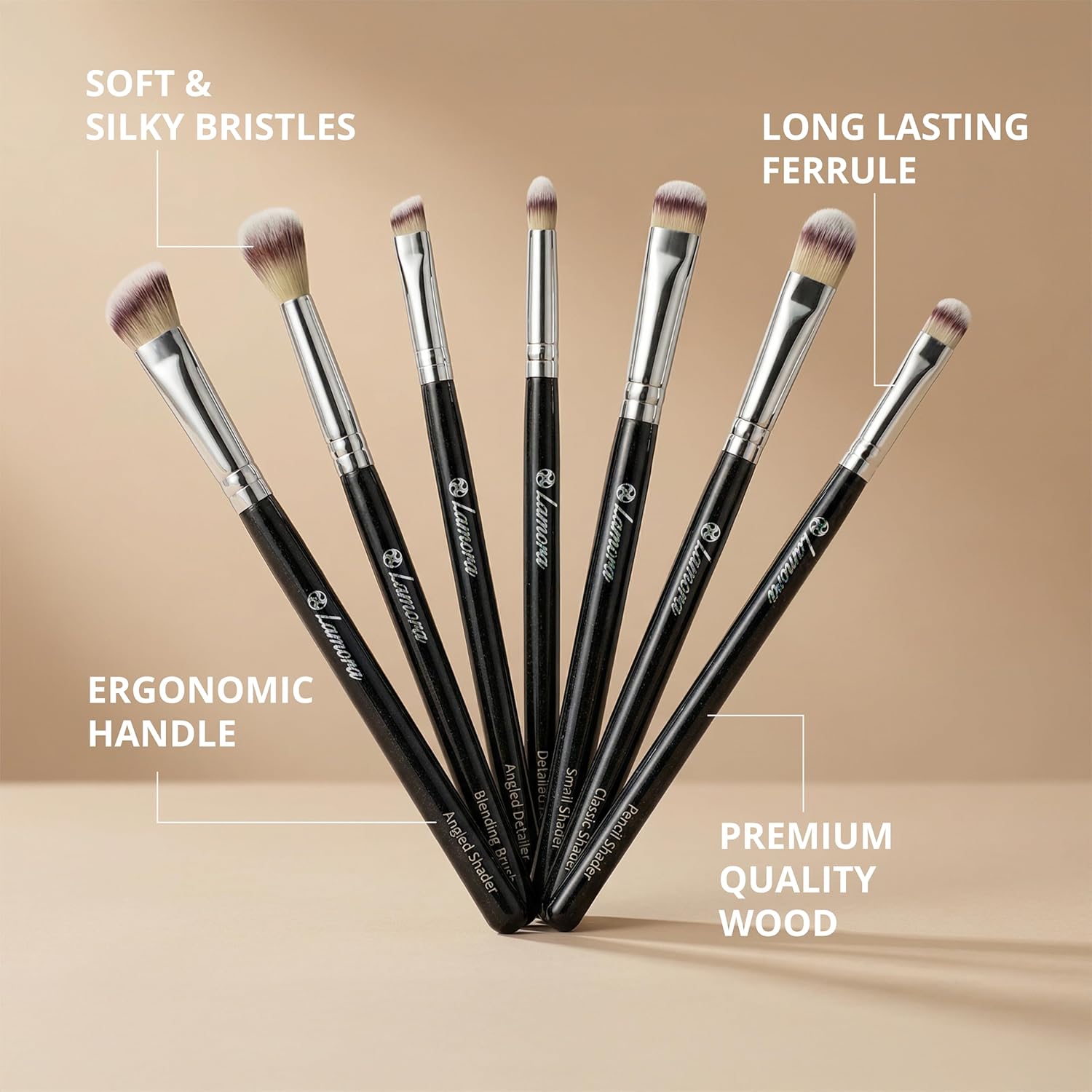 Eyeshadow Brush Set Black - Lamora Beauty
