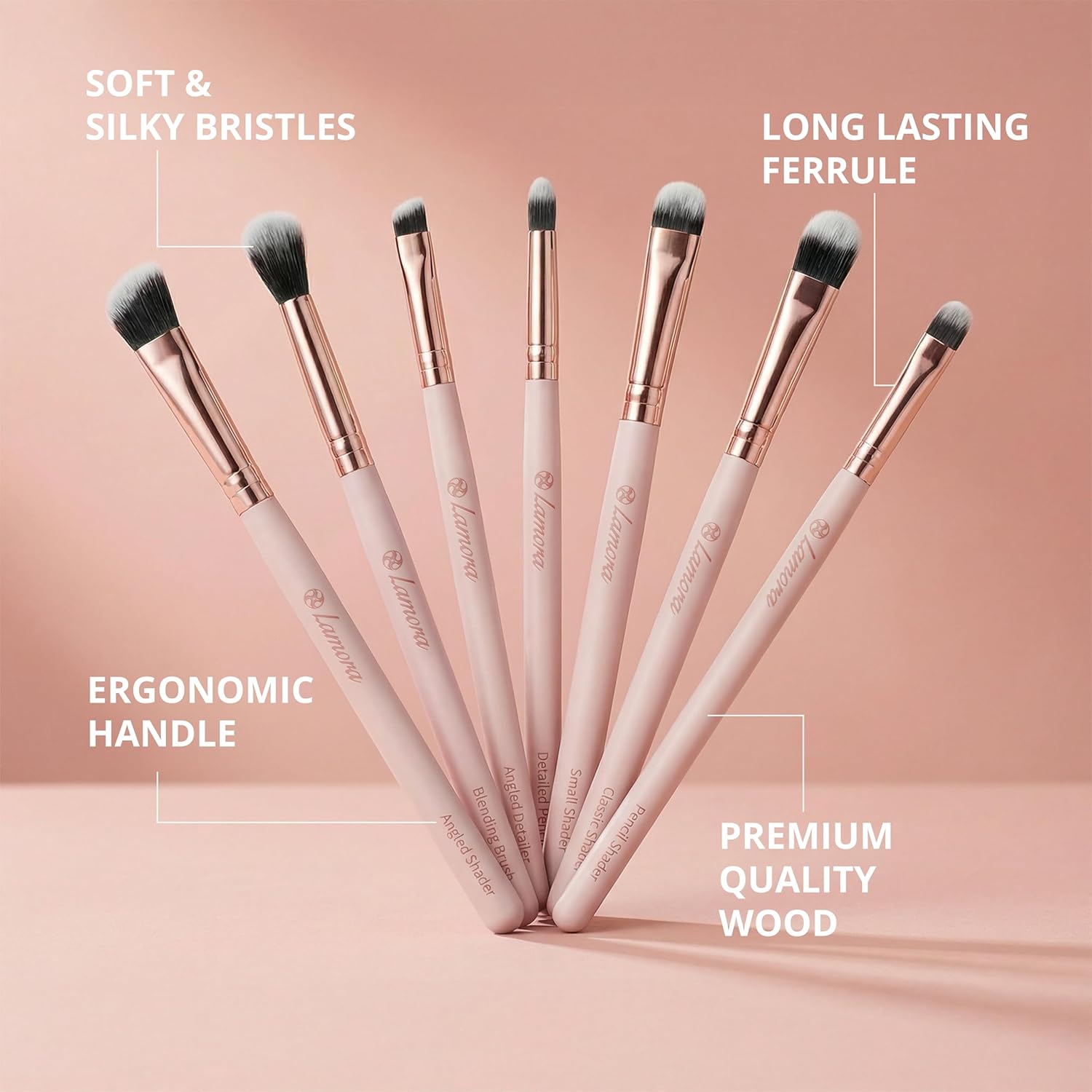 Eyeshadow Brush Set Rose Gold - Lamora Beauty