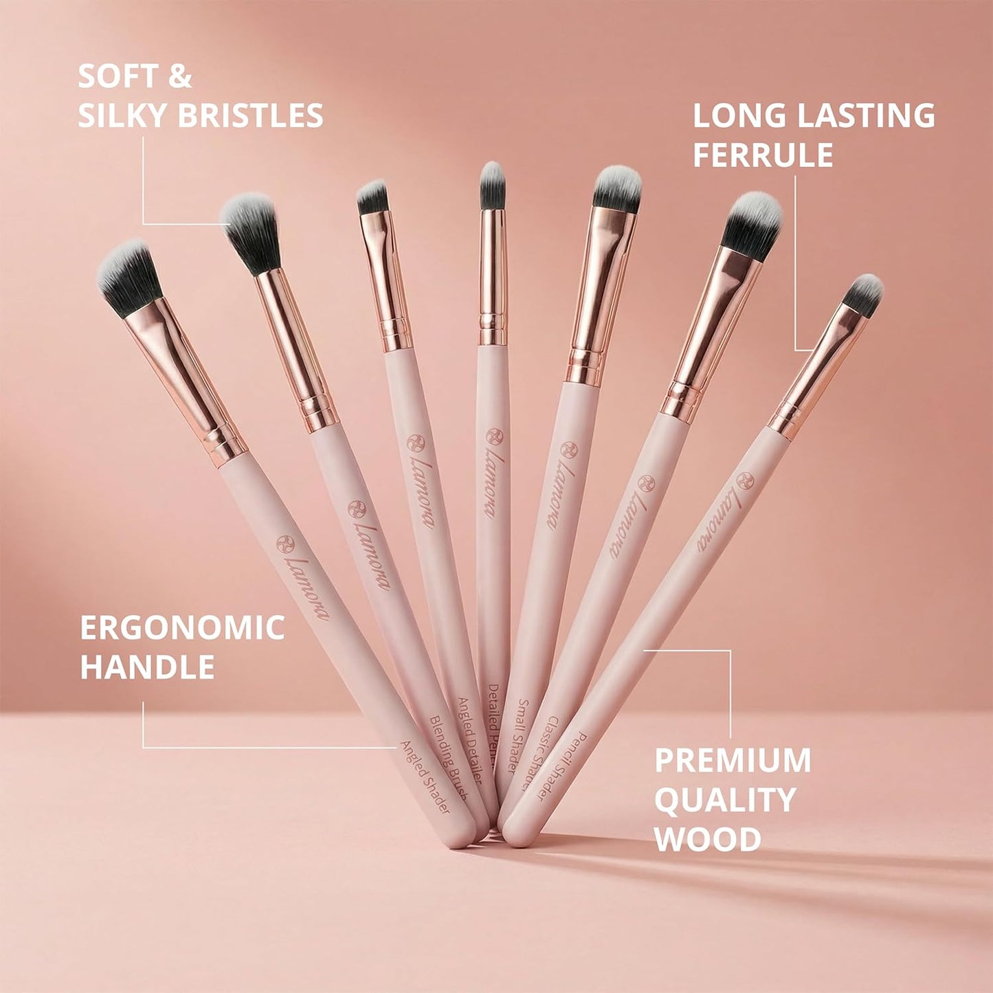 Eyeshadow Brush Set Rose Gold - Lamora Beauty