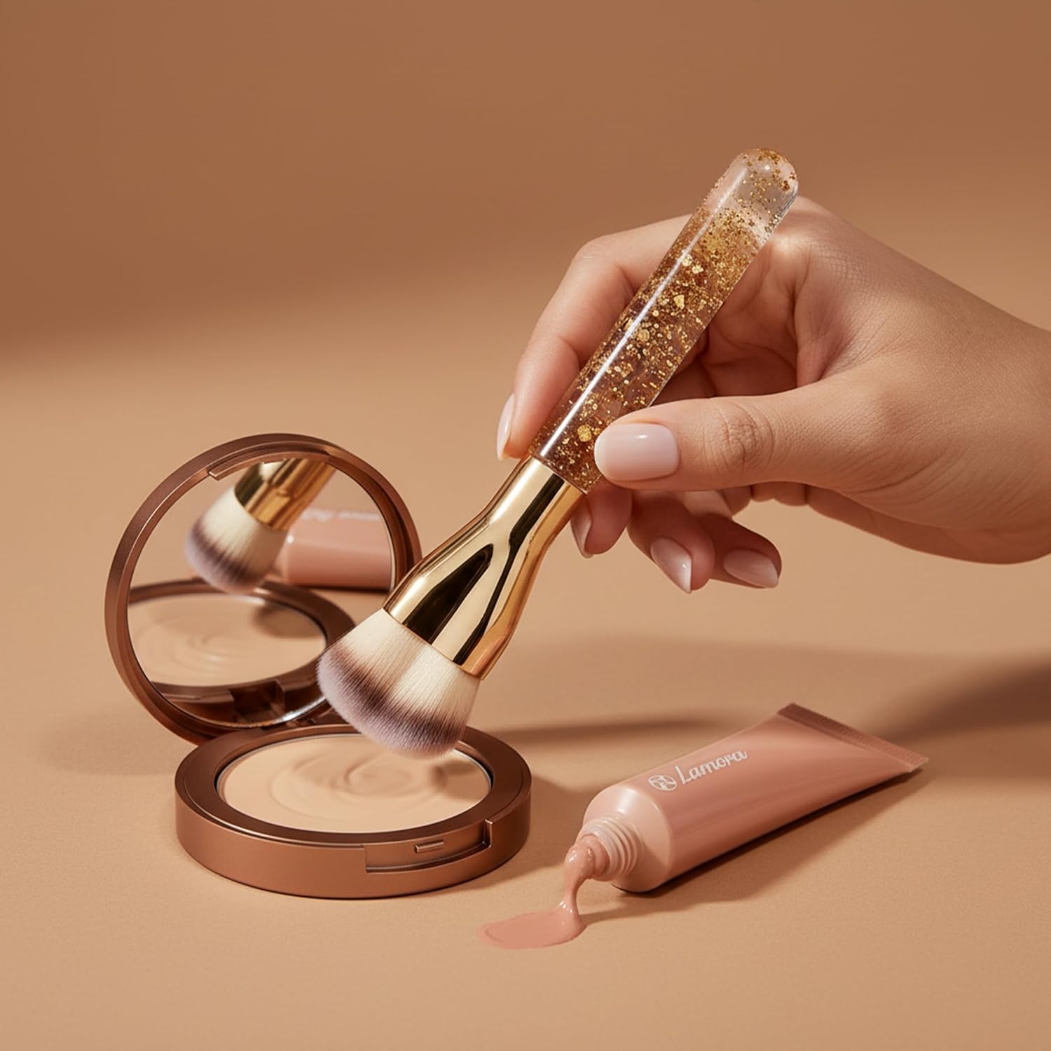 Foundation Brush Heart Gold - Lamora Beauty