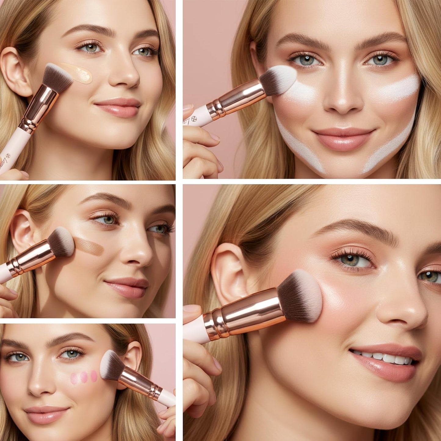 Foundation Brush Set Rose - Lamora Beauty
