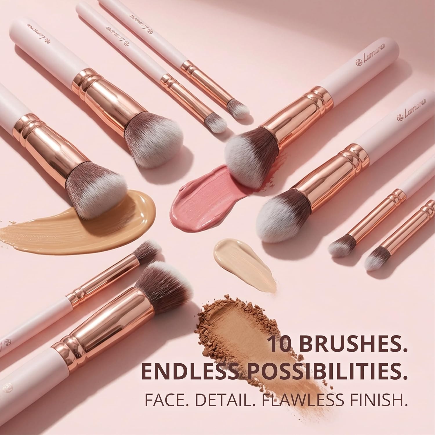 Foundation Brush Set Rose - Lamora Beauty