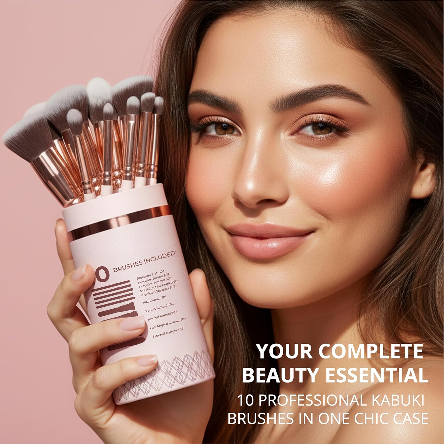Foundation Brush Set Rose - Lamora Beauty