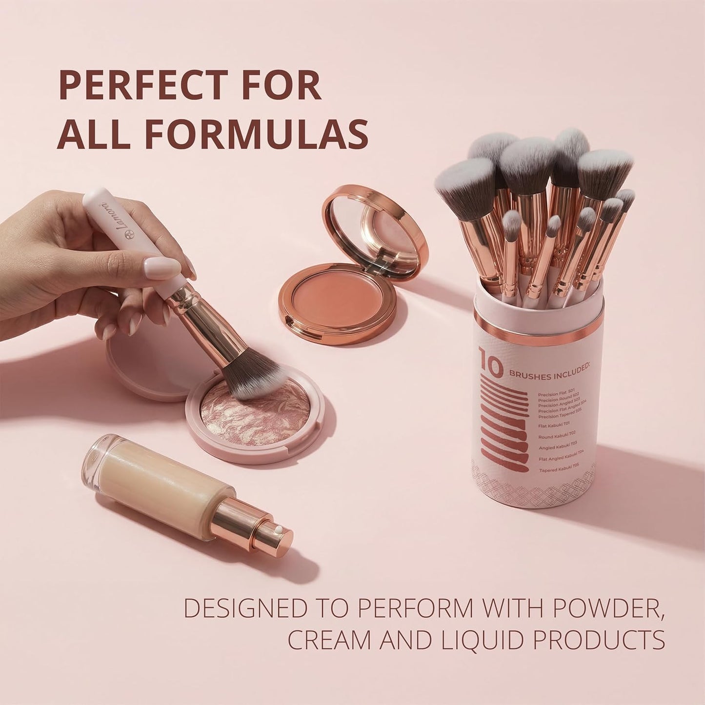 Foundation Brush Set Rose - Lamora Beauty