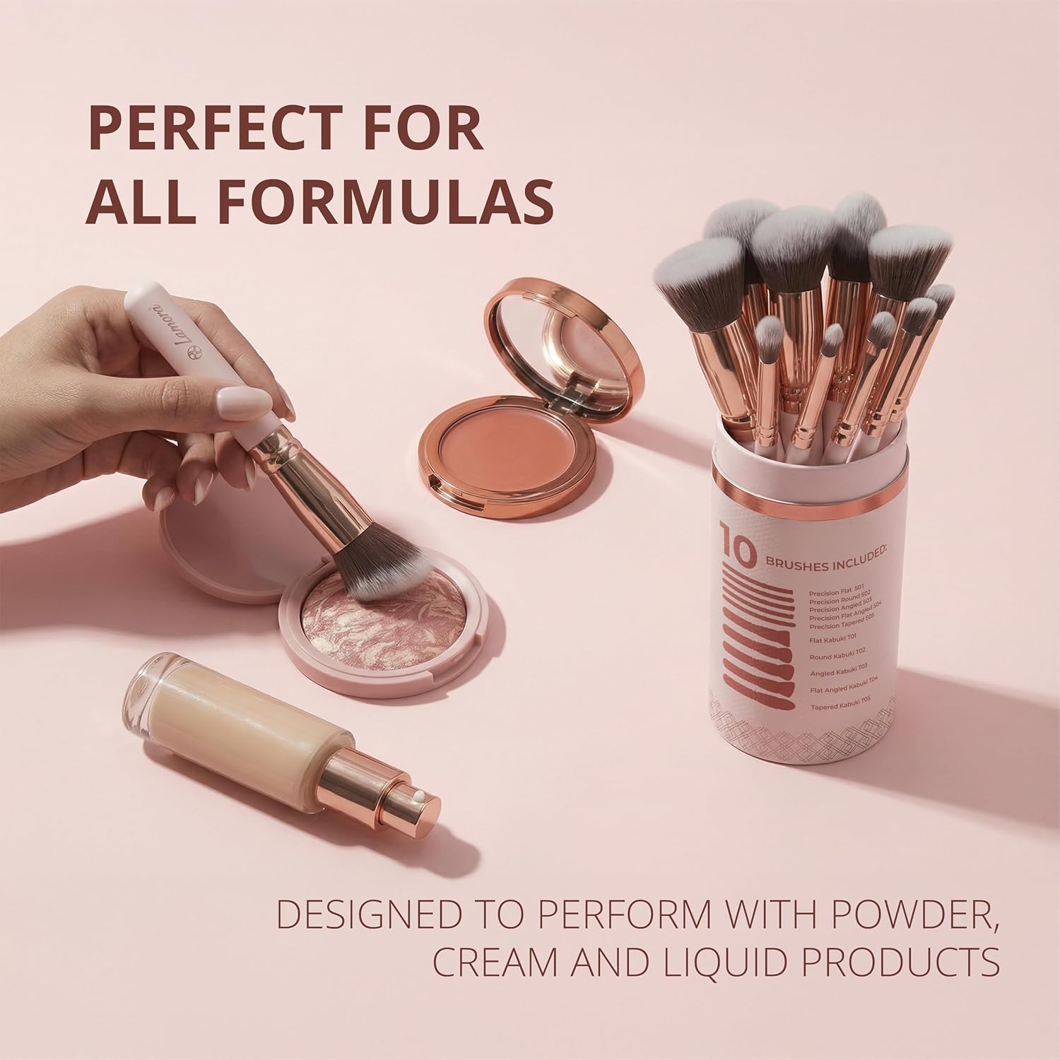 Foundation Brush Set Rose - Lamora Beauty