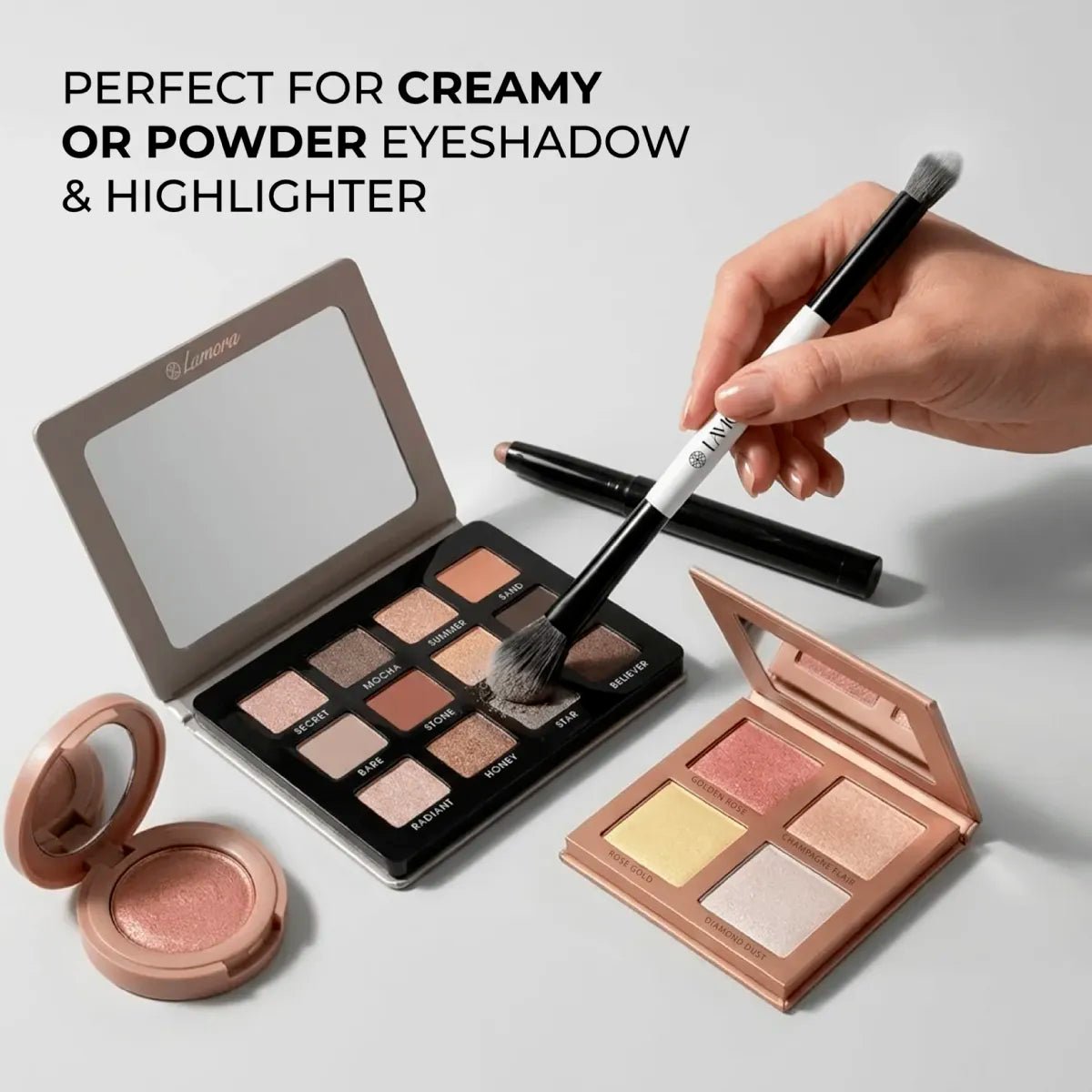 Blending & Eyeshadow Duo Brush - Lamora Beauty