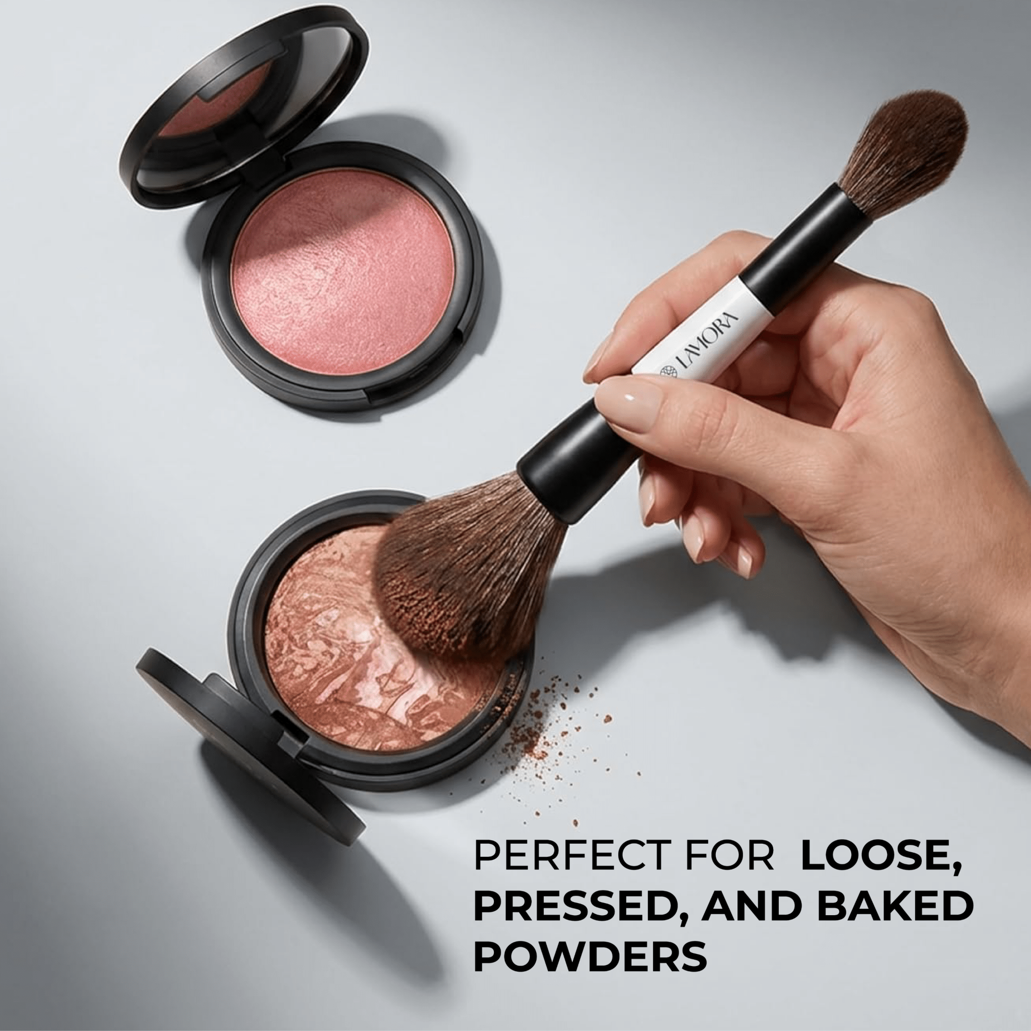 Powder & Bronzer Duo Brush - Lamora Beauty