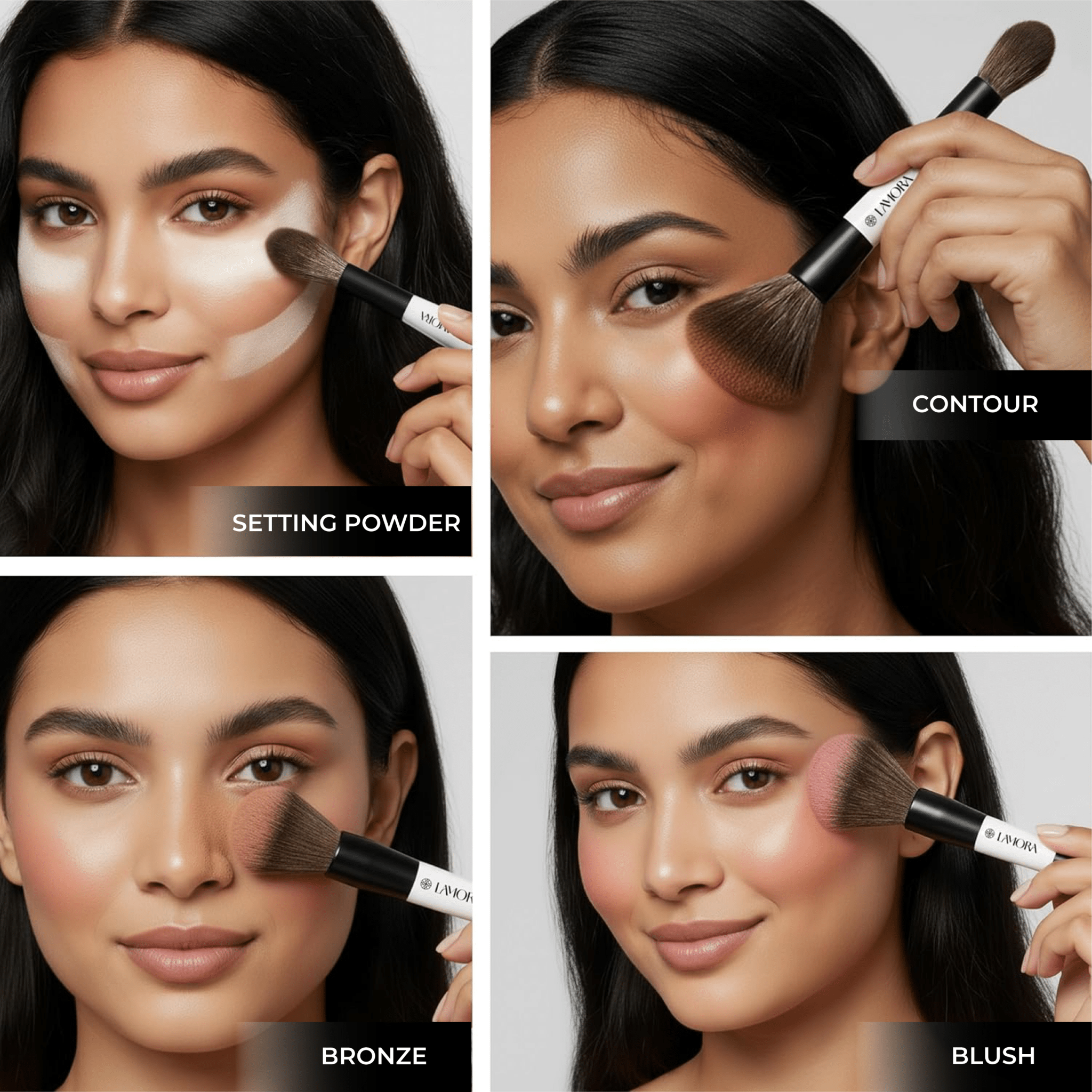 Powder & Bronzer Duo Brush - Lamora Beauty