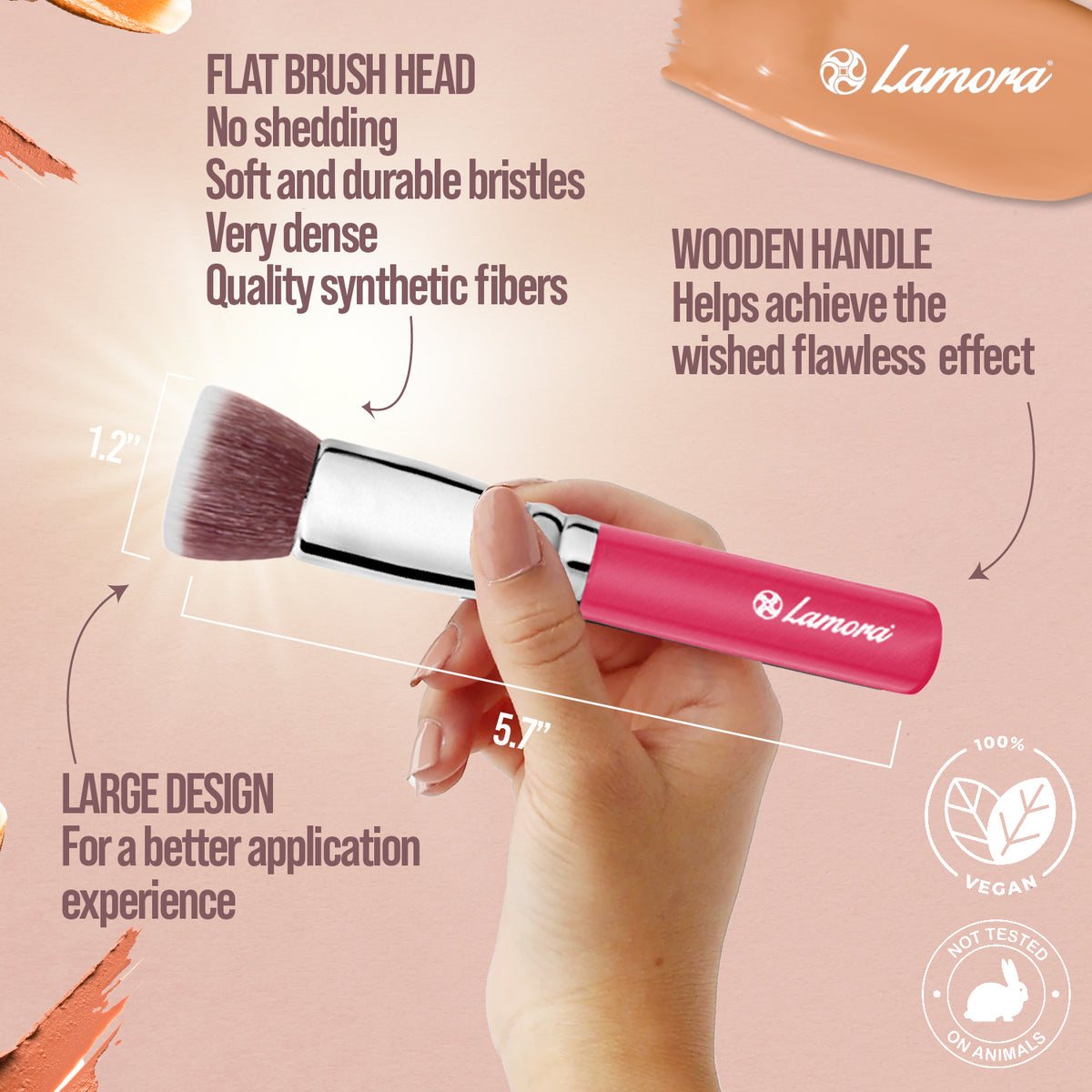 Foundation Brush Pink Lamora Beauty