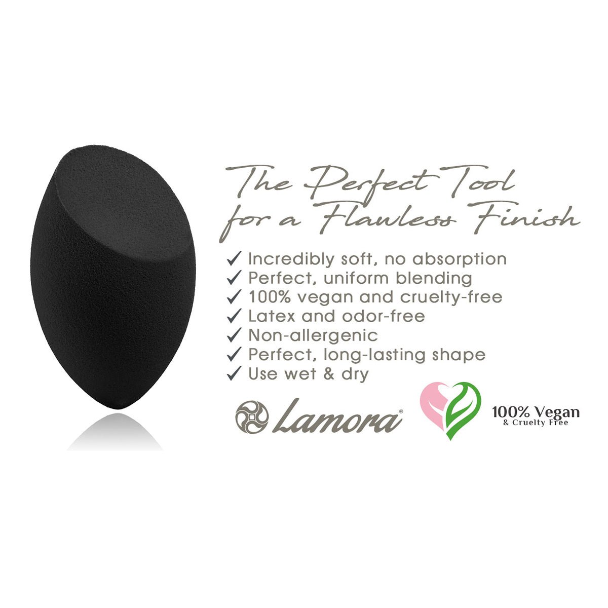Makeup Sponge Black Slanted - Lamora Beauty