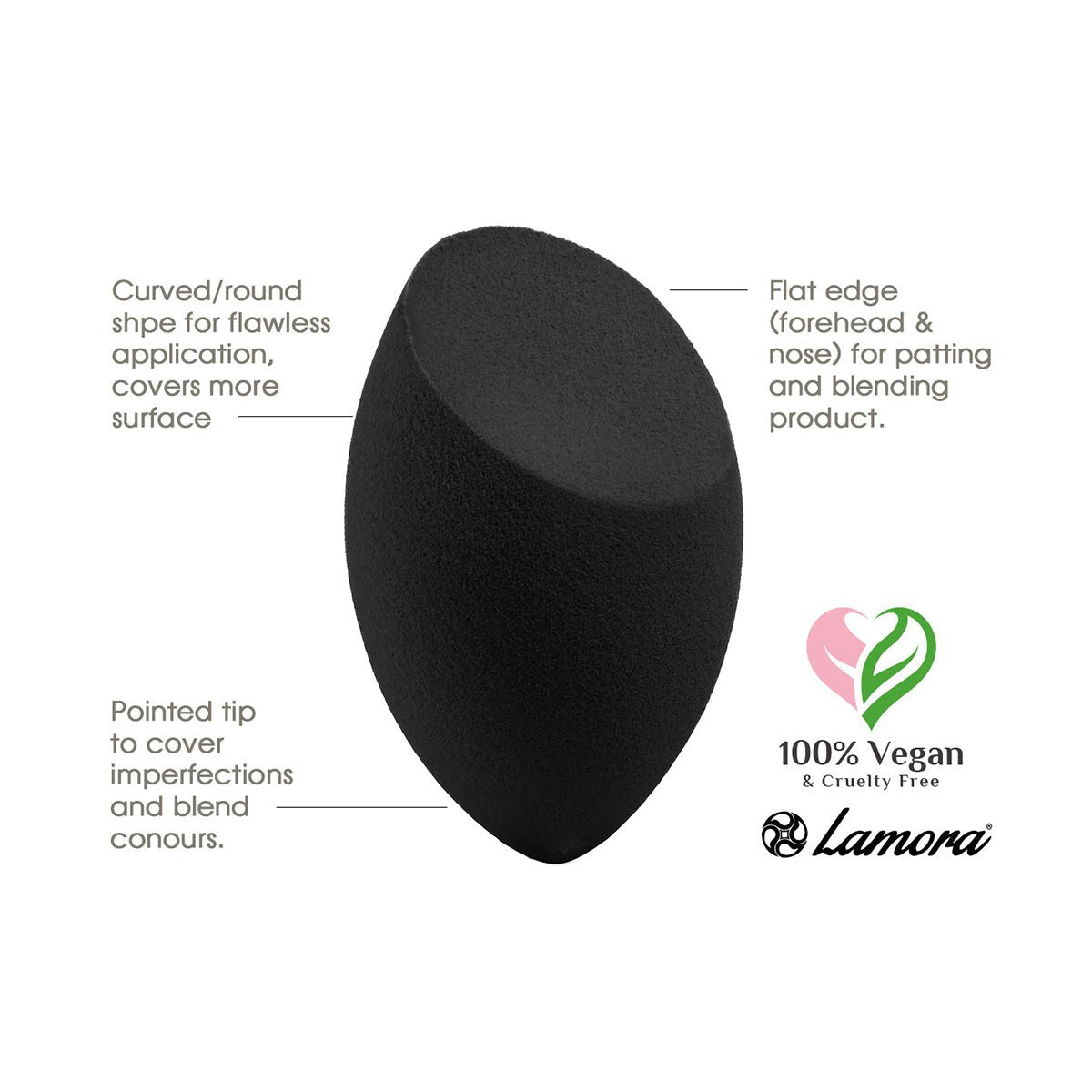 Makeup Sponge Black Slanted - Lamora Beauty