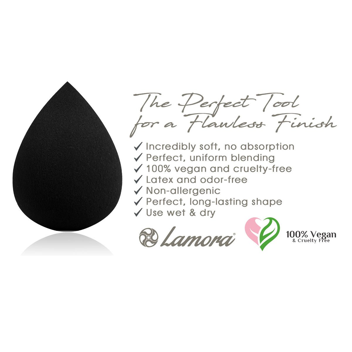Makeup Sponge Black Teardrop - Lamora Beauty