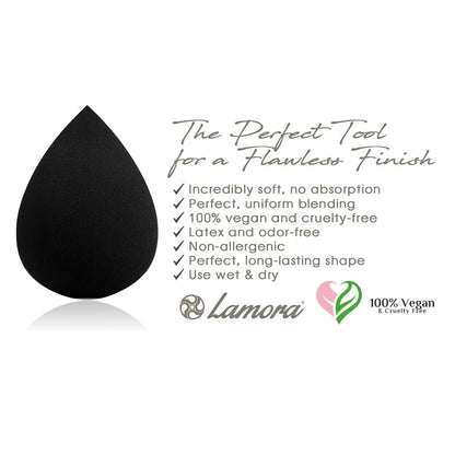 Makeup Sponge Black Teardrop - Lamora Beauty