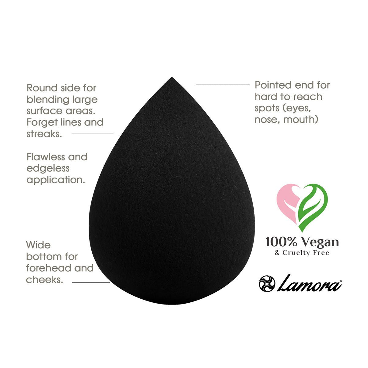 Makeup Sponge Black Teardrop - Lamora Beauty
