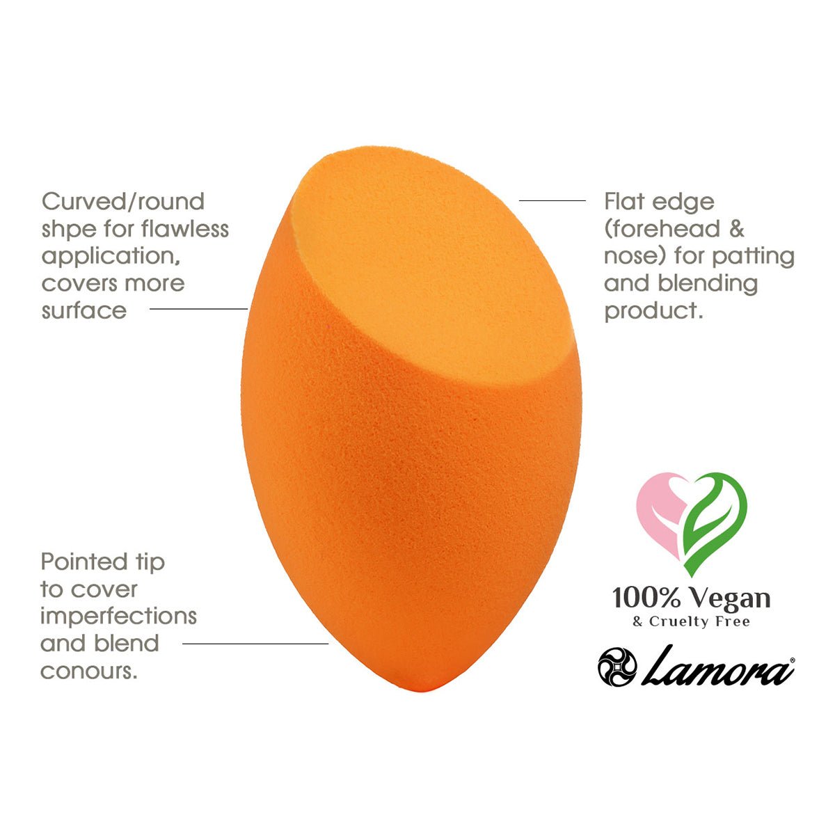 Makeup Sponge Orange Slanted - Lamora Beauty