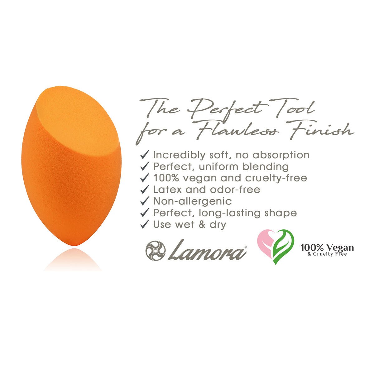Makeup Sponge Orange Slanted - Lamora Beauty