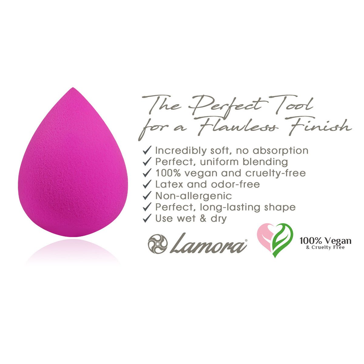 Makeup Sponge Pink Teardrop - Lamora Beauty